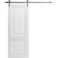 Sartodoors Slab Barn Door Panel 28 x 84in, Nordic White W/ Frosted Glass, Pocket Closet Sliding SETE6933S-NOR-2884